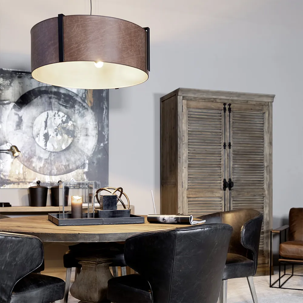 CALGARY pendant light-Leather Ebony