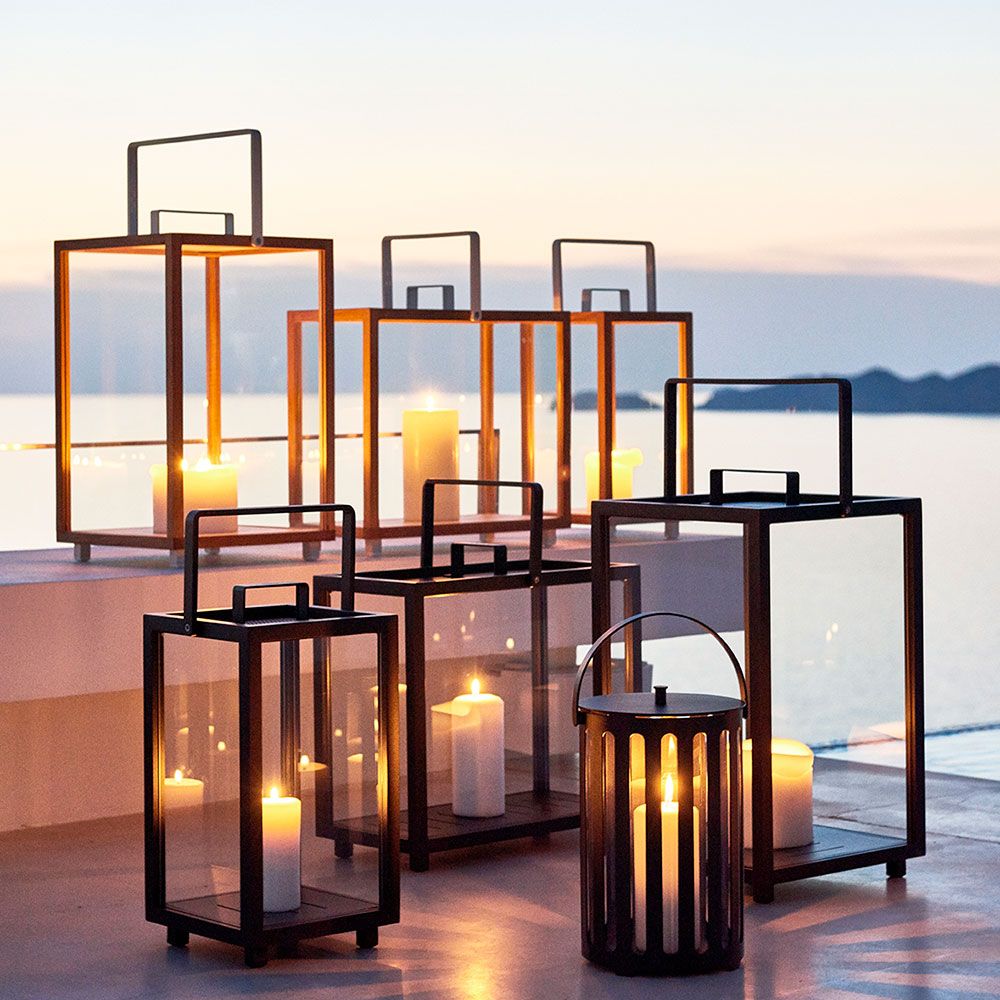 Lighttube candle lantern small Lava Grey