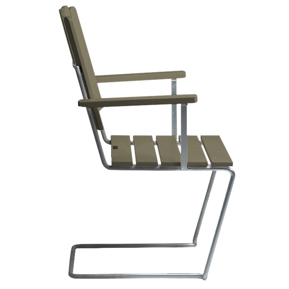 A2 Armchair Green lacquered Oak / Hot galvanized Frame