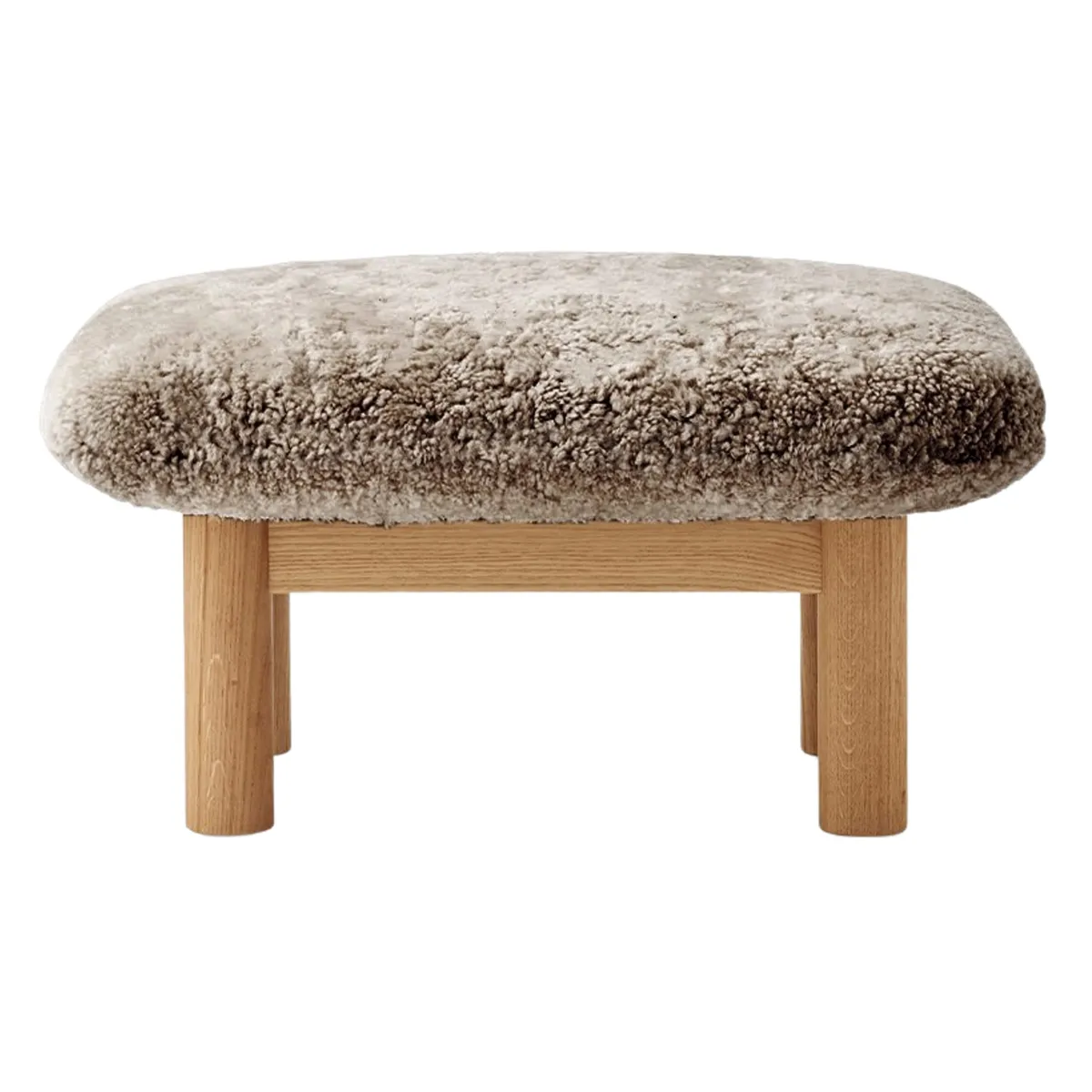 Brasilia Stool Solid Oak Natural, Sheepskin Nevotex Root