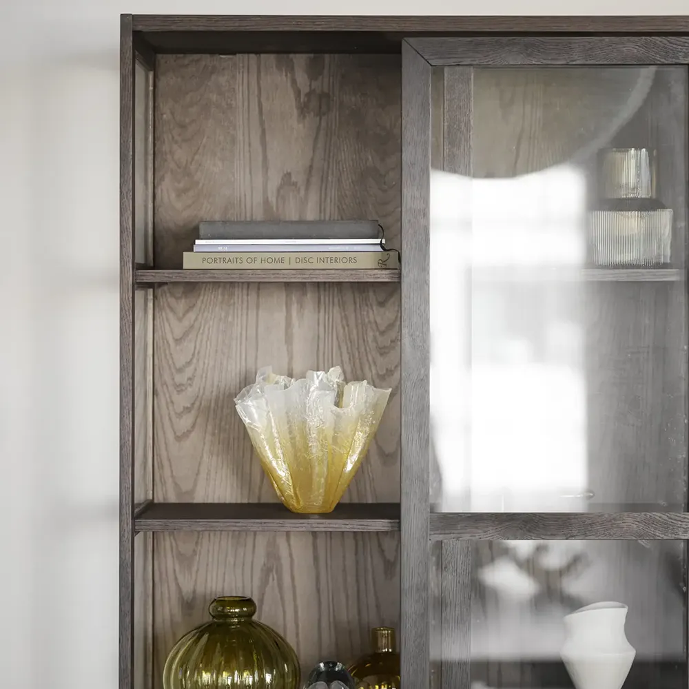 Hazelton display cabinet brown oiled oak