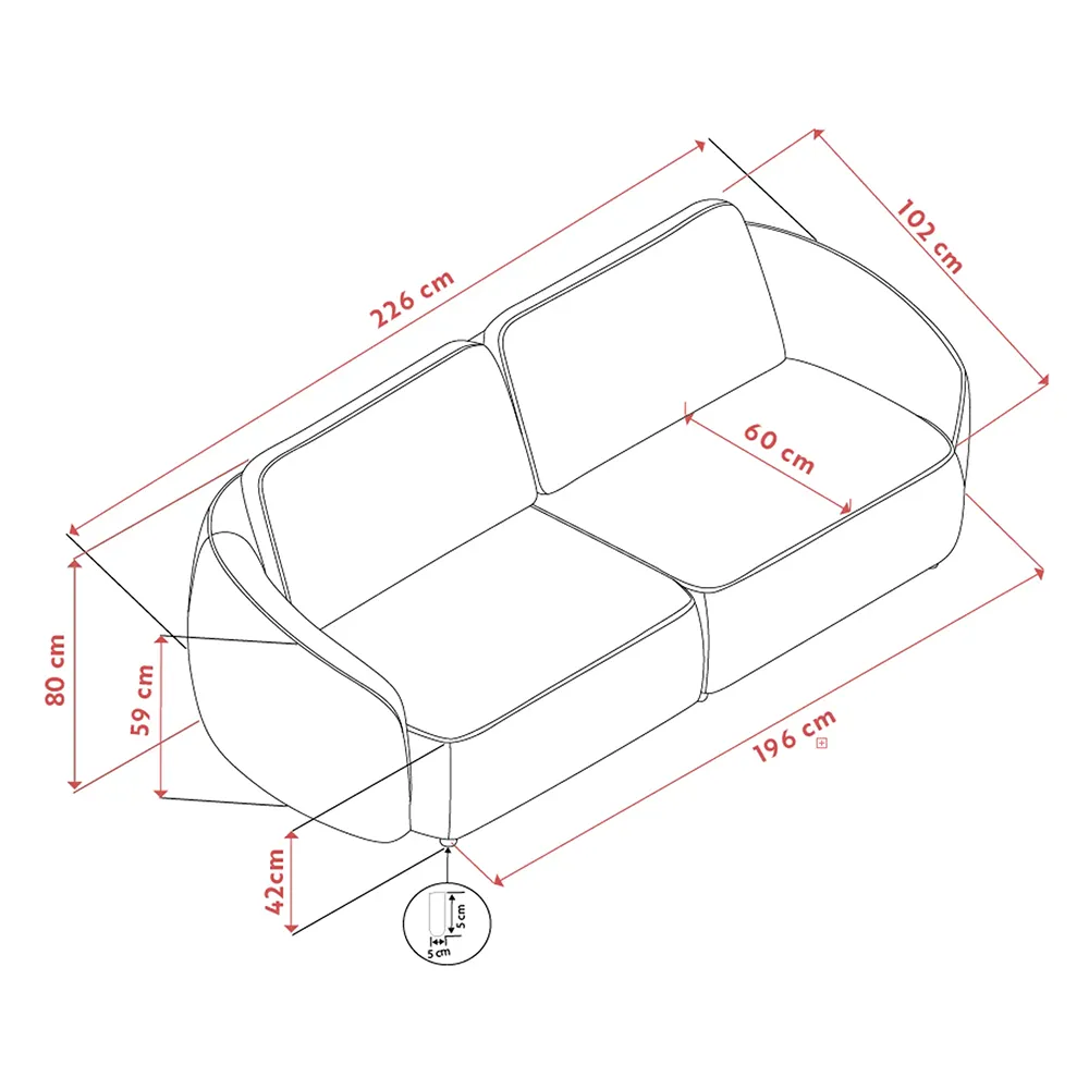 Norris 3-seater sofa in Anna light beige fabric