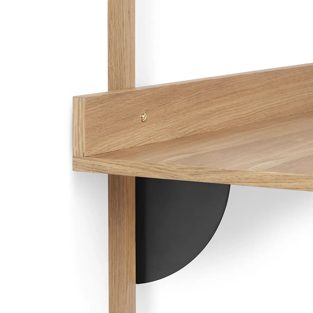 Sector Wall-mounted desk - Oak/Black Brass