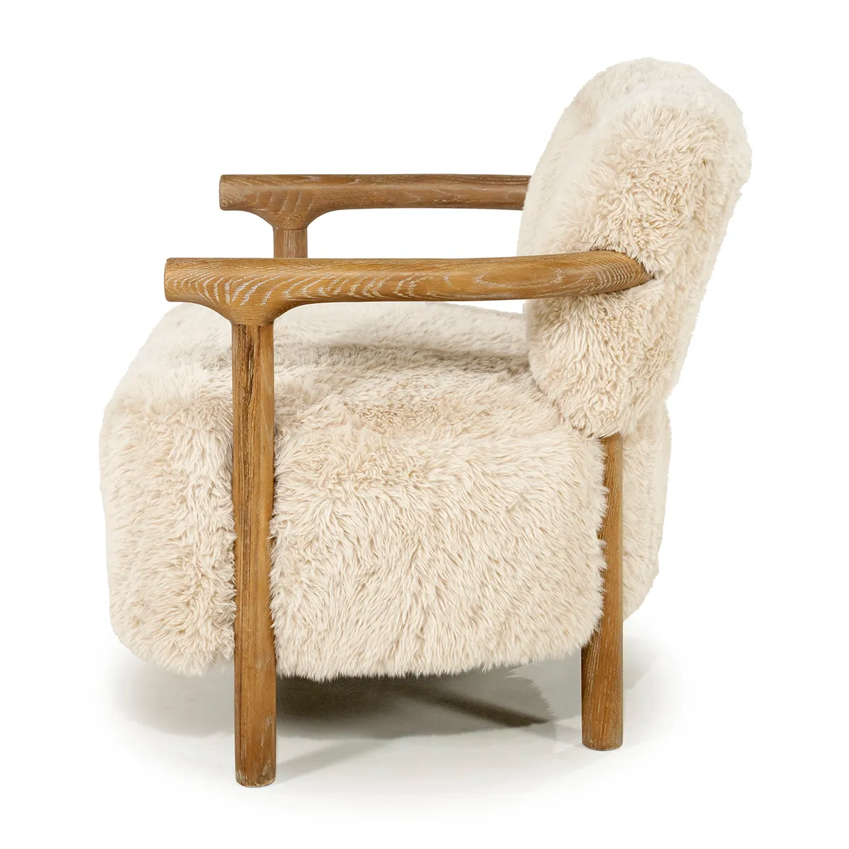 Ash Wood Armchair Glenn Cloud Fur Off White
