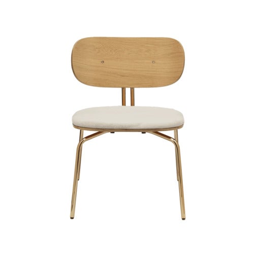 Curious Lounge Chair Oak/Brass Teddy White