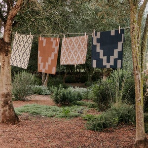 Ikat Tea Towel - Terracotta/Mist Blue