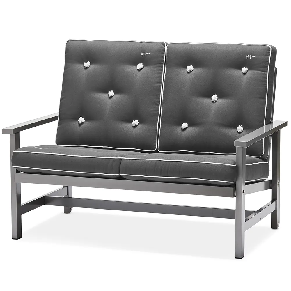 2-Seater Sofa Grey Aluminium