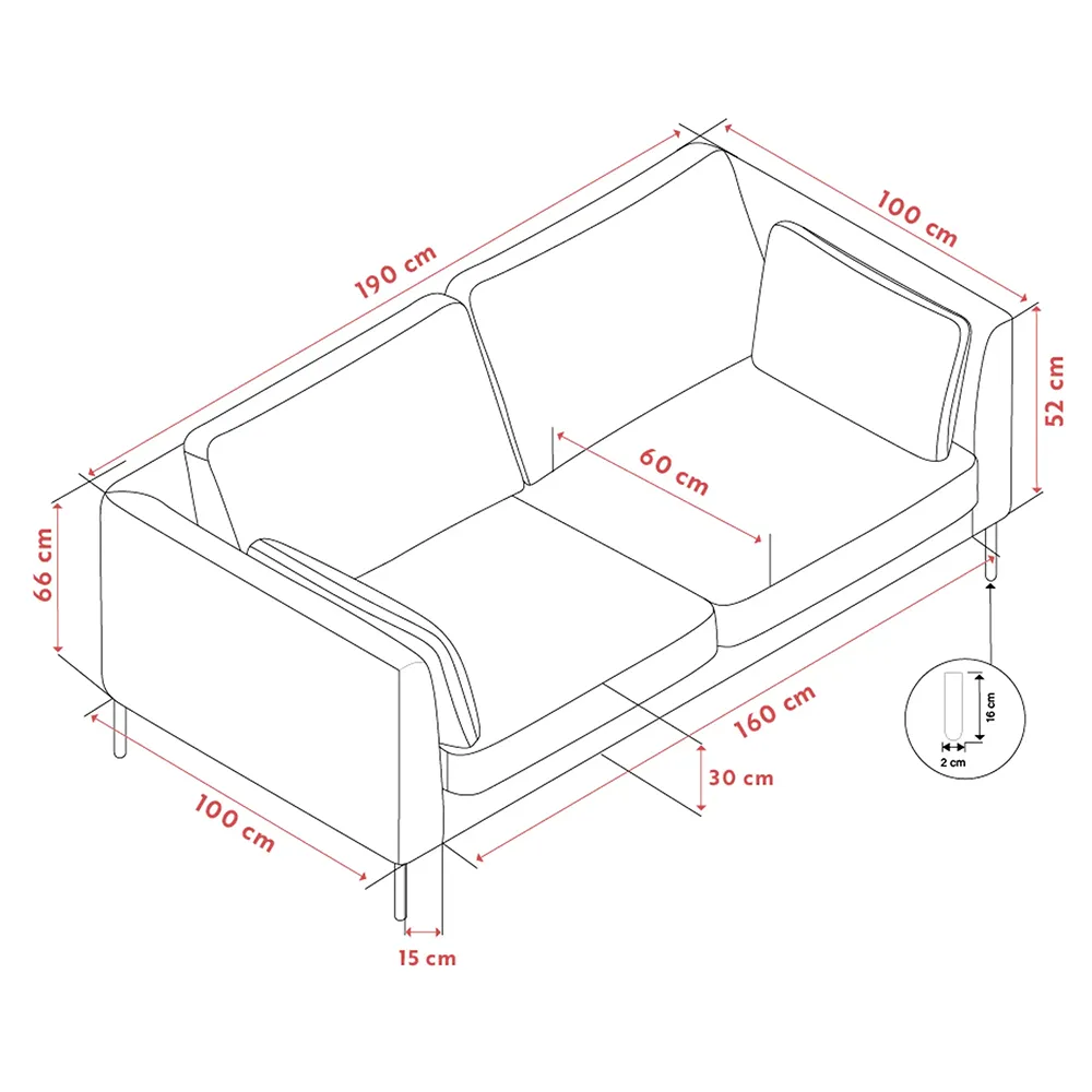 Corwin 2,5-seater sofa fabric Rita Light Beige
