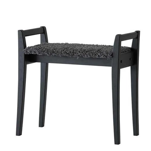 Meja Stool Black stained Oak/Sheepskin look Dark grey