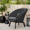 Peacock lounge chair black aluminium legs Dark grey Soft Rope