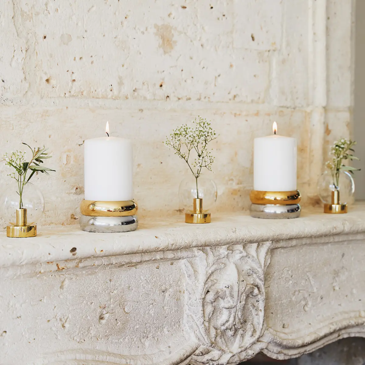 Marriage candle holder brass/silver