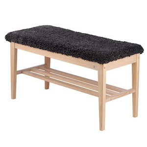 Nadja Bench White oiled Oak/Sheepskin dark grey