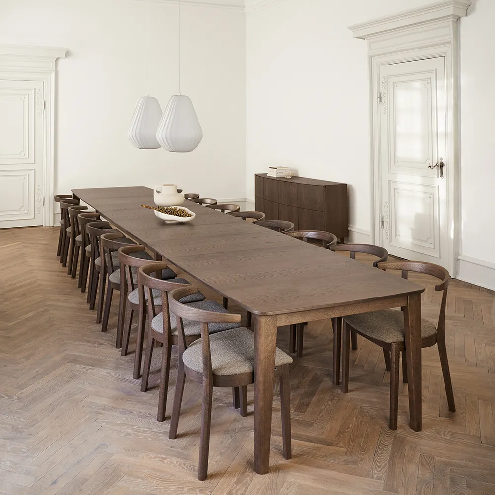 SM108 Dining table 101x238-391/544 cm Solid Oak White oiled