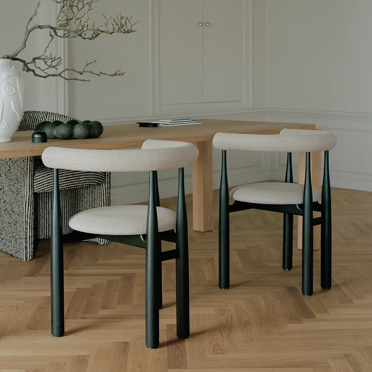 Upholstered Dining Chair Bukowski Black Wooly