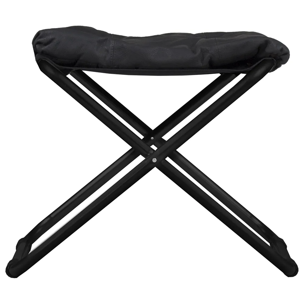 Chico footstool black leather