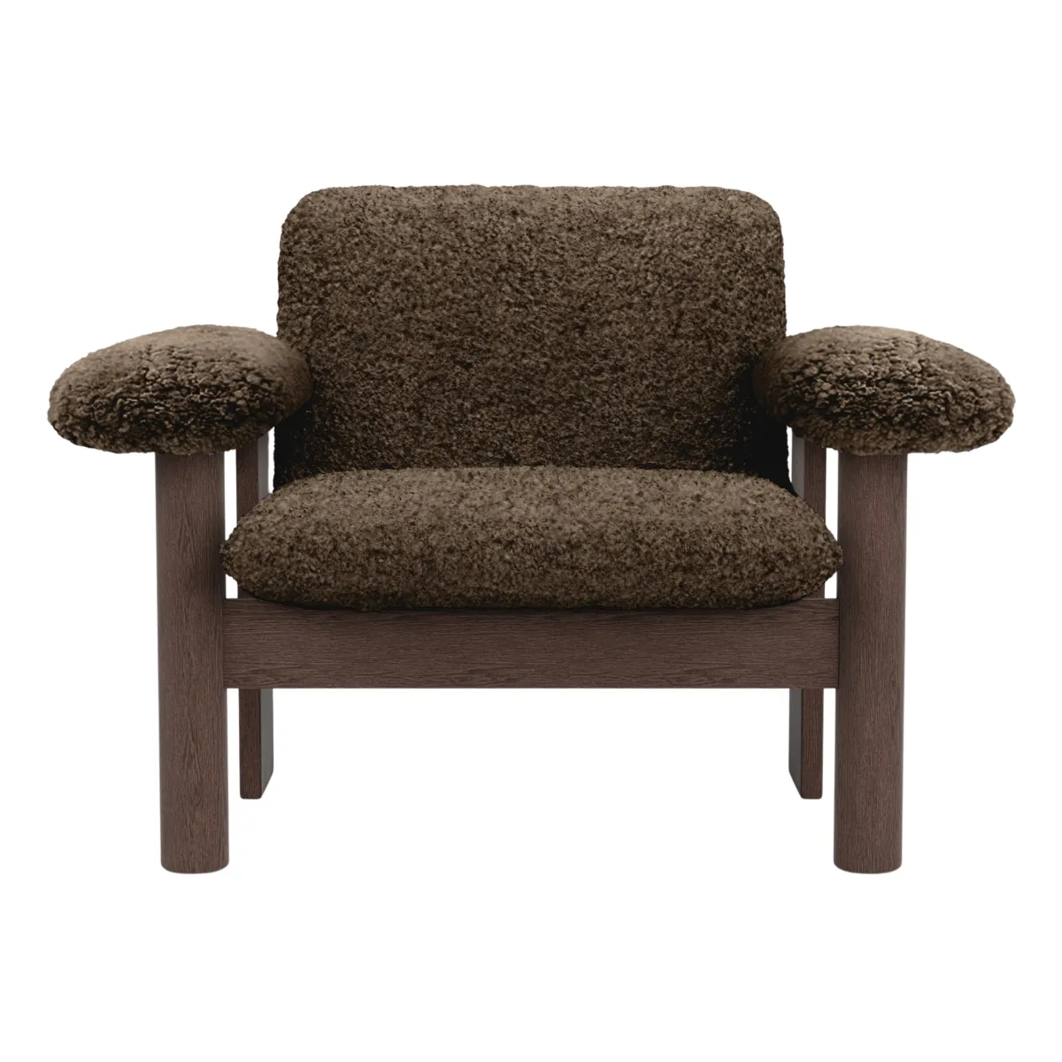 Brasilia Lounge Chair Low Back, Dark Stained Solid Oak, Sheepskin Nevotex Root