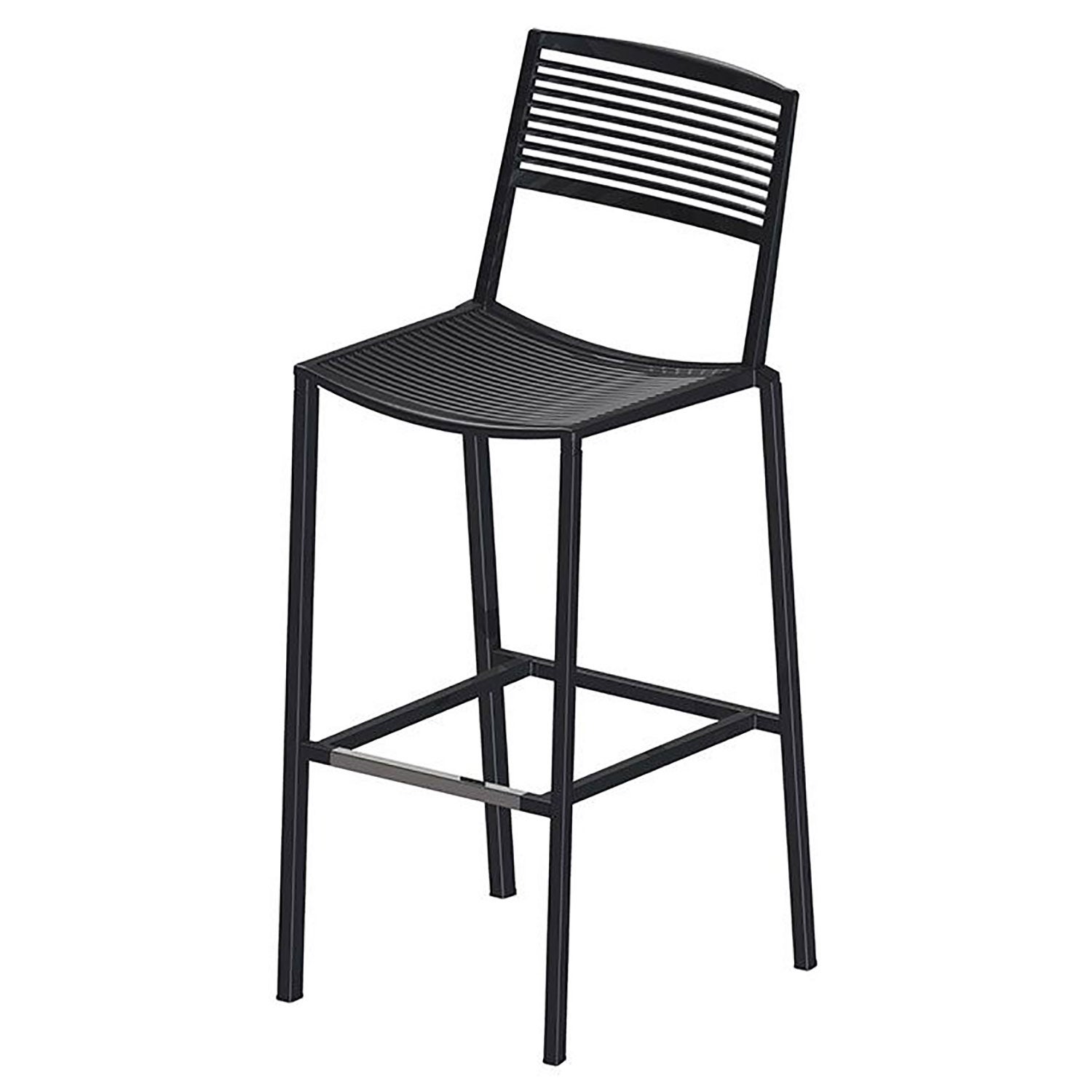Easy bar stool 65 cm Black aluminium with stainless steel footrest