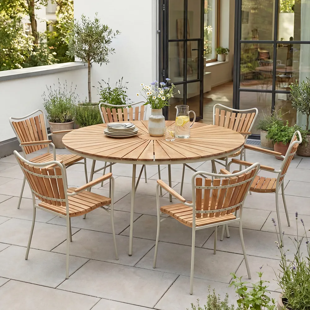 Ellen dining table 150 cm Sandy grey / teak