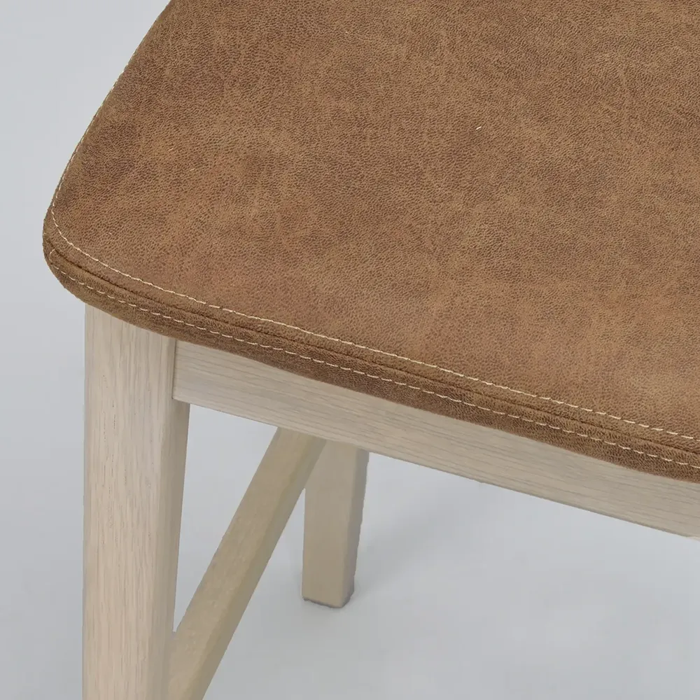 Livermore bar stool white pigmented oak/leather
