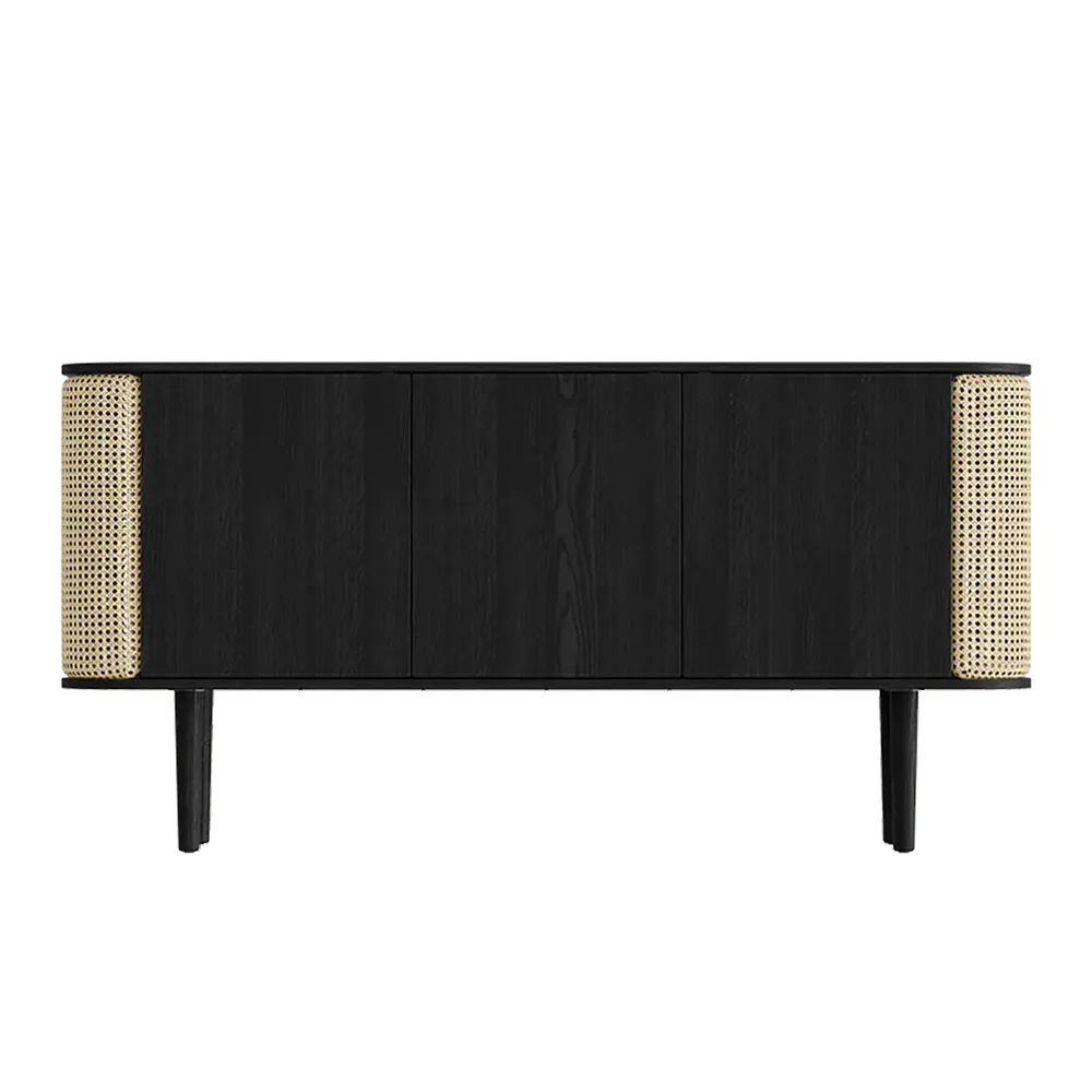 Treasures 3-door cabinet Black Oak/Ventian Cane