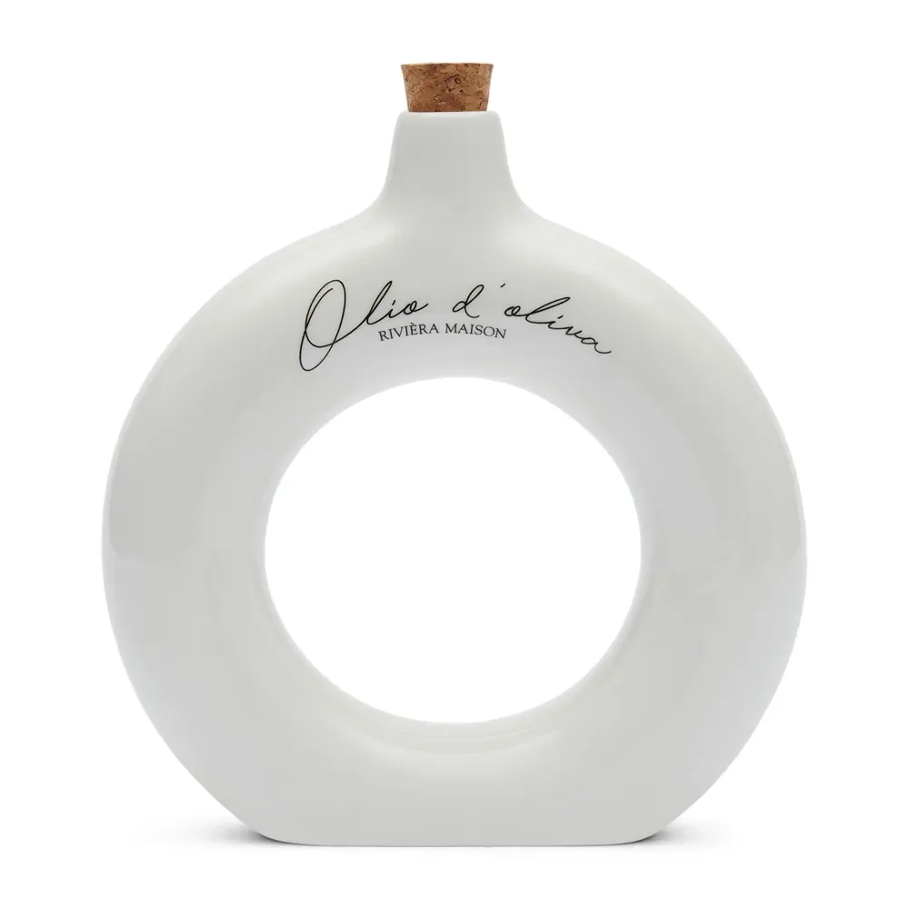 Handmade Oil & Vinegar Bottle Olio D'Oliva Off White