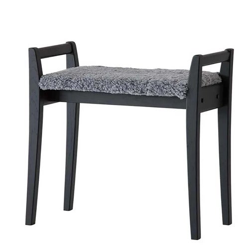 Meja Stool Black Stained Oak/Sheepskin Light Grey