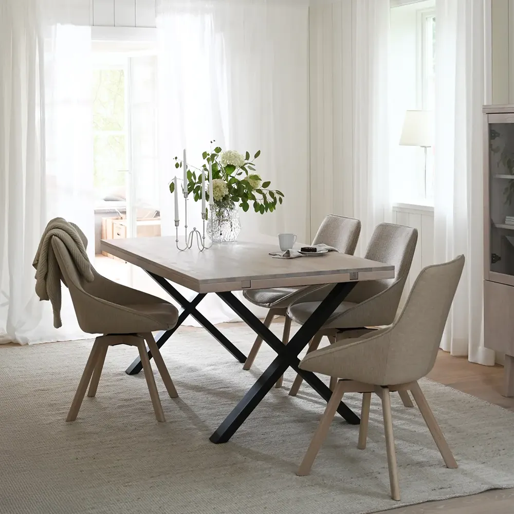 Alison dining chair lightbeige fabric/white pigmented oak legs