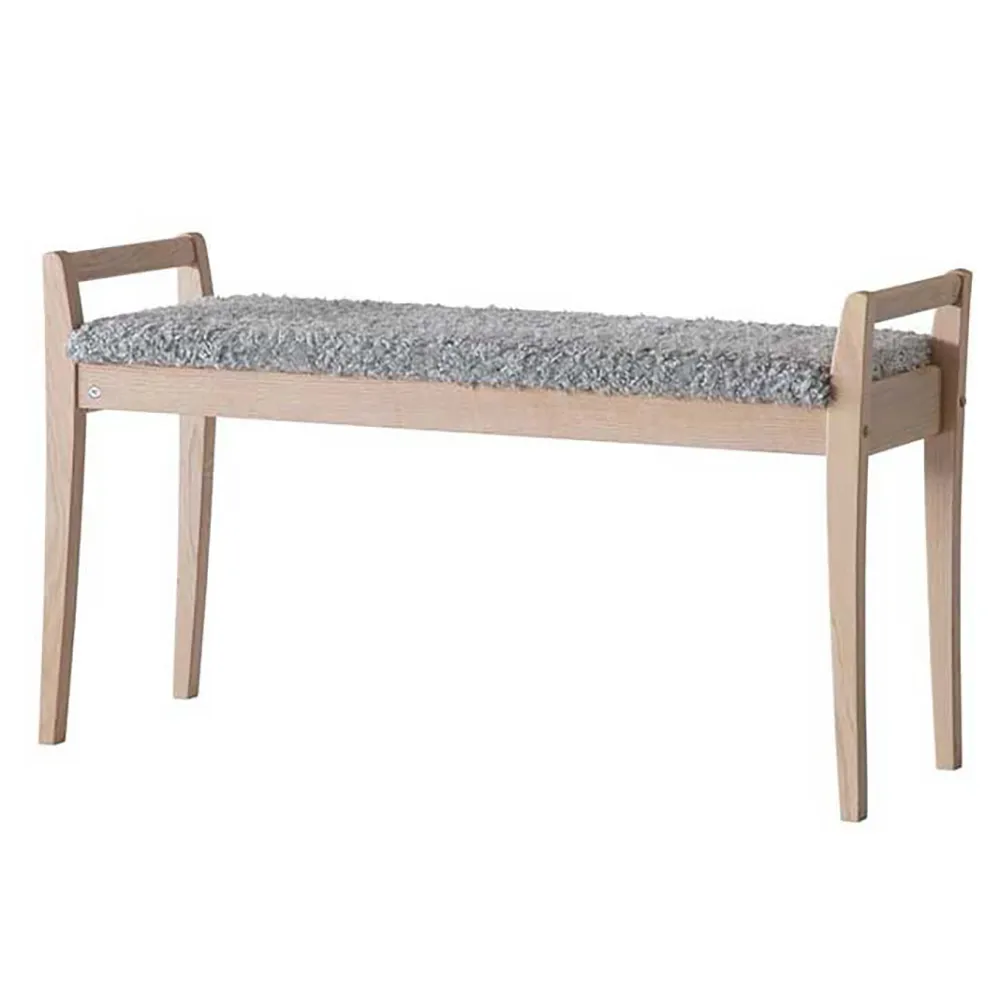 Meja Bench White oiled Oak/Sheepskin look Light grey