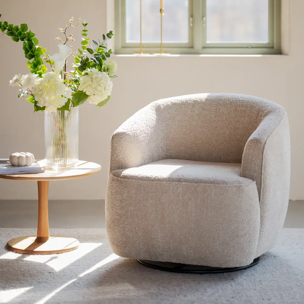 Dermot armchair swivel + rocking fabric Anna light beige