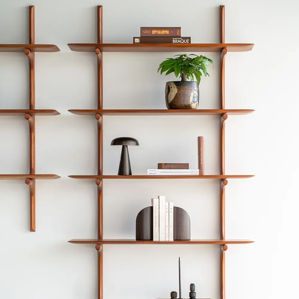  PI bookend lacquered dark brown mahogany -set of 2