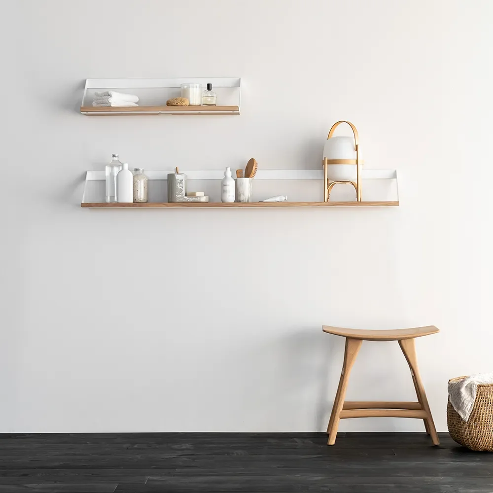 Ribbon Shelf 70x20 cm Oak/White metal