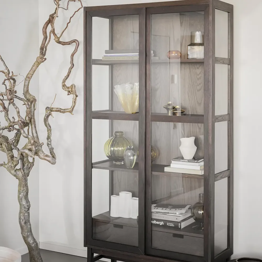 Hazelton display cabinet brown oiled oak