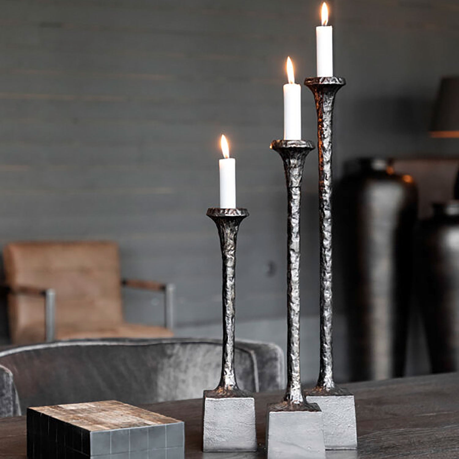 Candela candlestick 3-set antique bronze