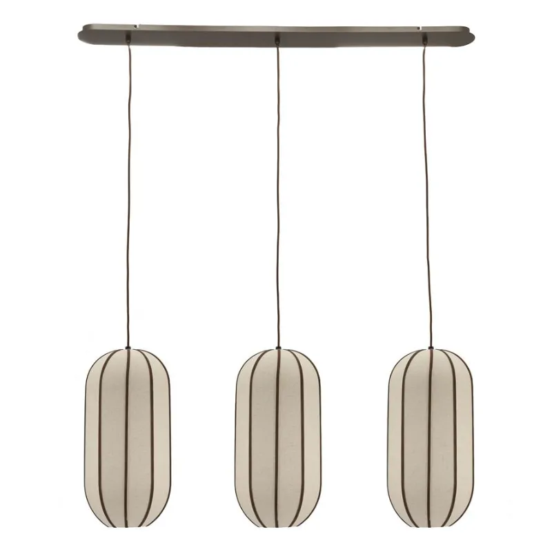 Cocoon cluster rectangular Pendant lamp 120x25x155 cm IJzer, leer & linnen Natural