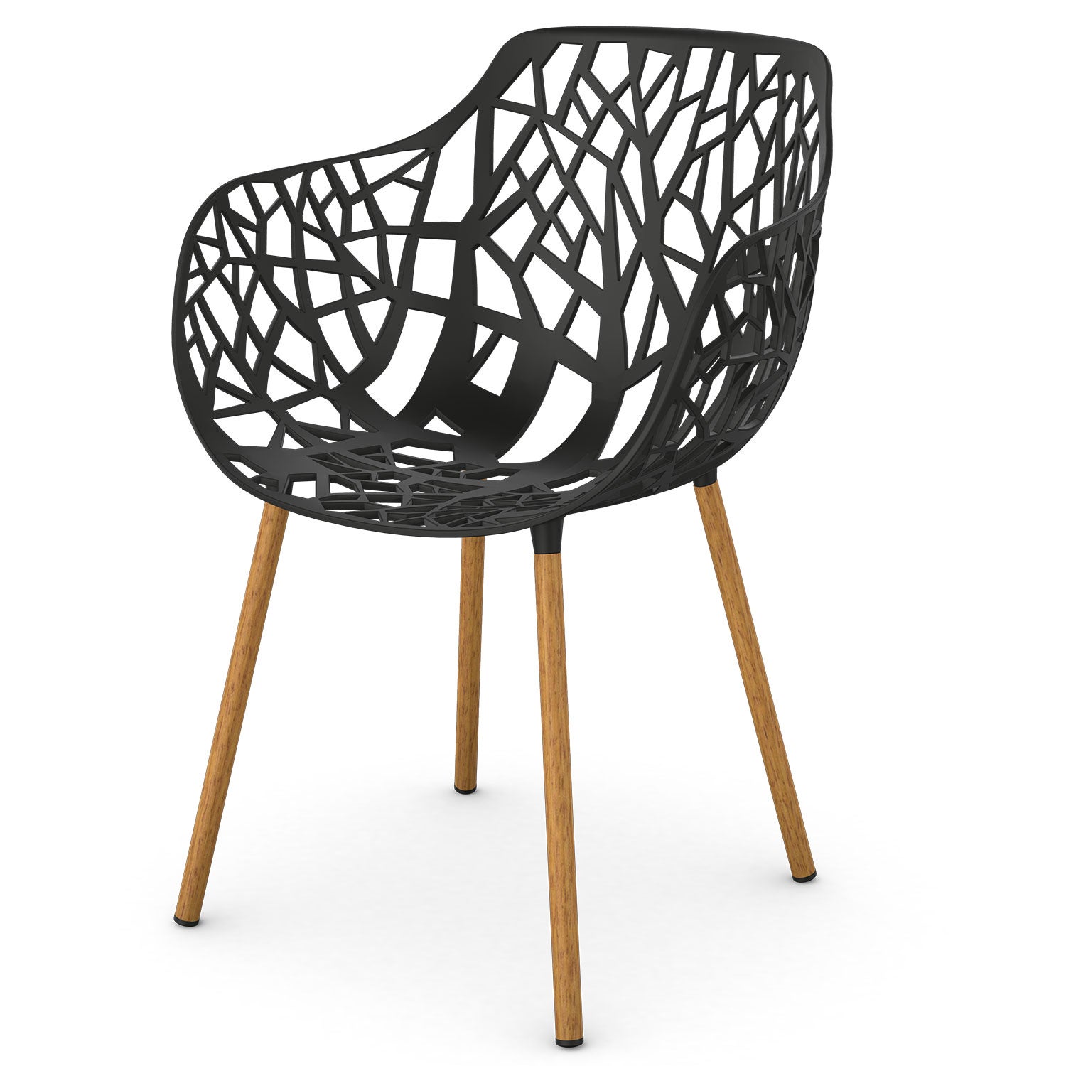 Forest armchair with Iroko upholstered legs Black