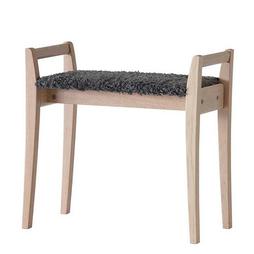 Meja Stool White oiled Oak/Sheepskin look Dark grey