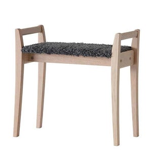 Meja Stool White oiled Oak/Sheepskin look Dark grey