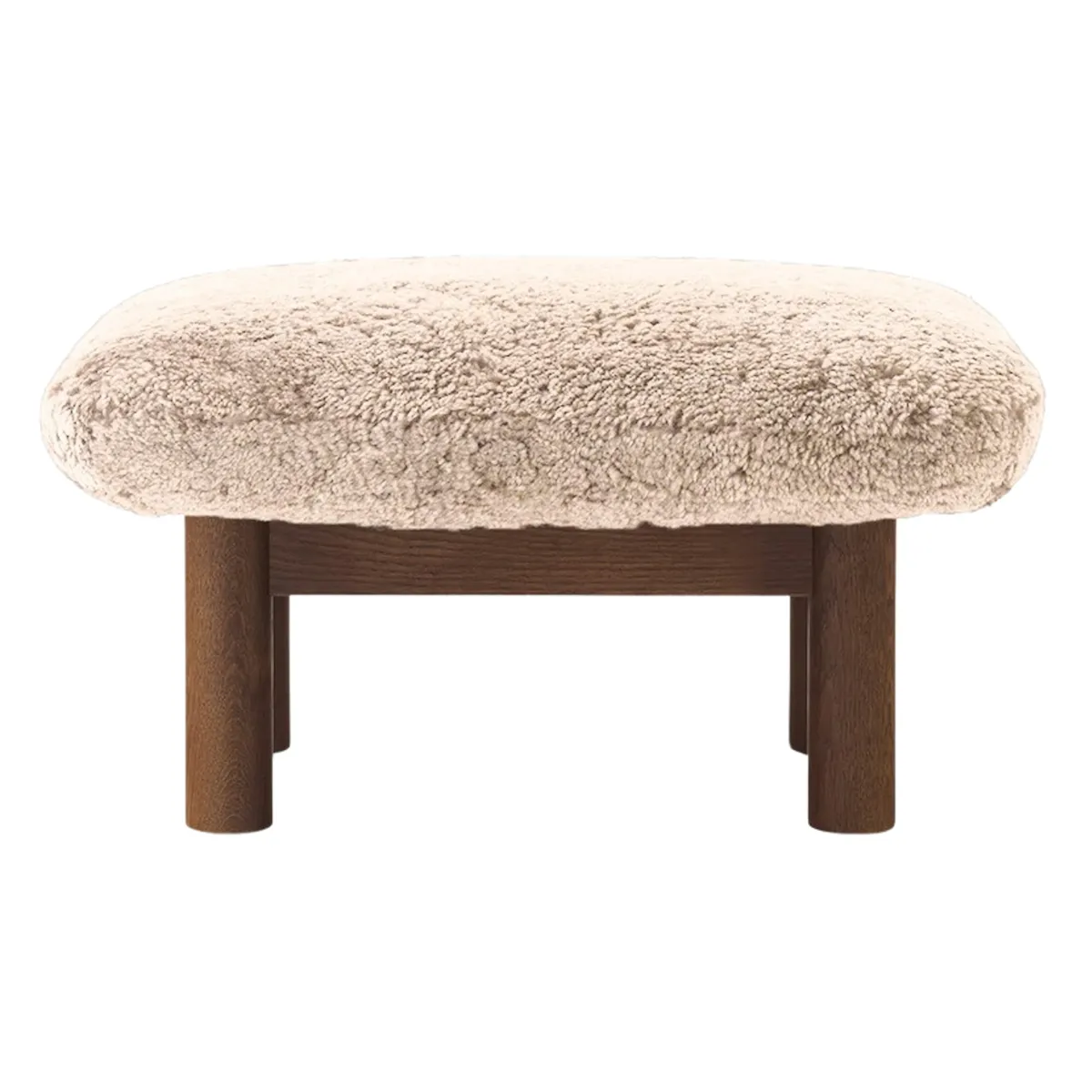 Brasilia Stool in Dark Stained Solid Oak, Sheepskin Nevotex Nature