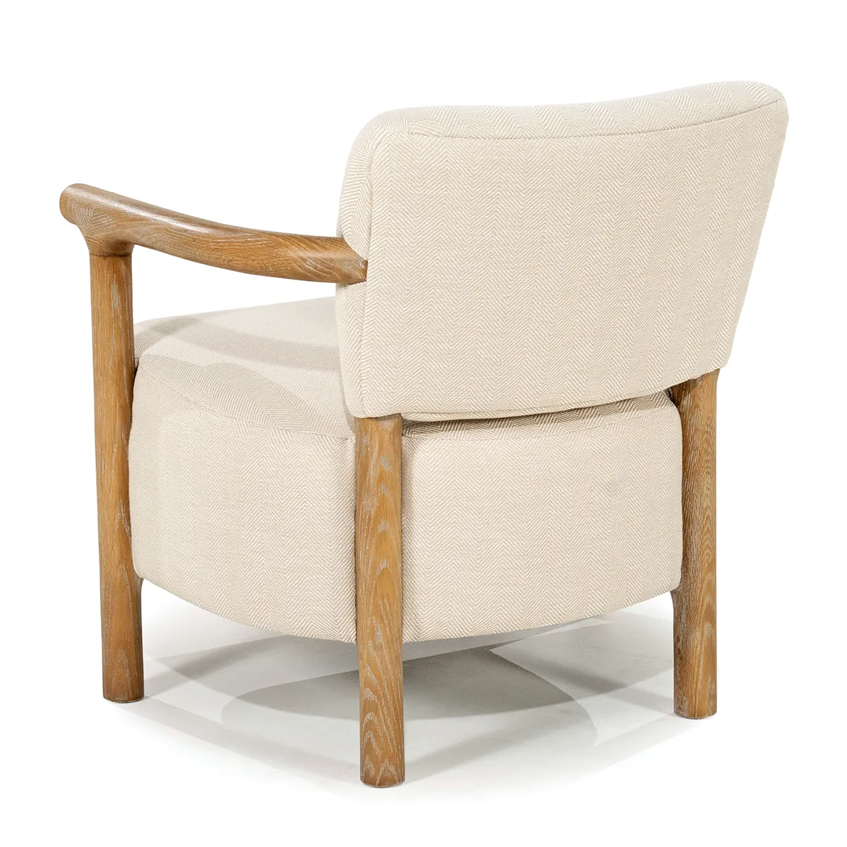 Ash Wood Armchair Glenn Herringbone Beige