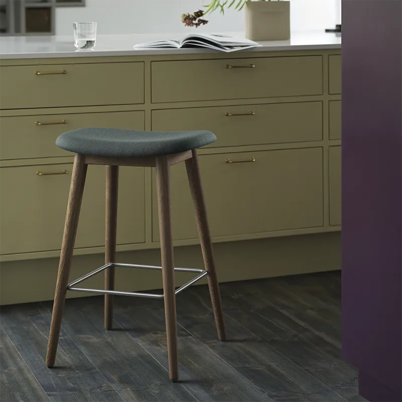 Fiber Bar stool high Wood Base - 75 cm - Black/Anthracite Black