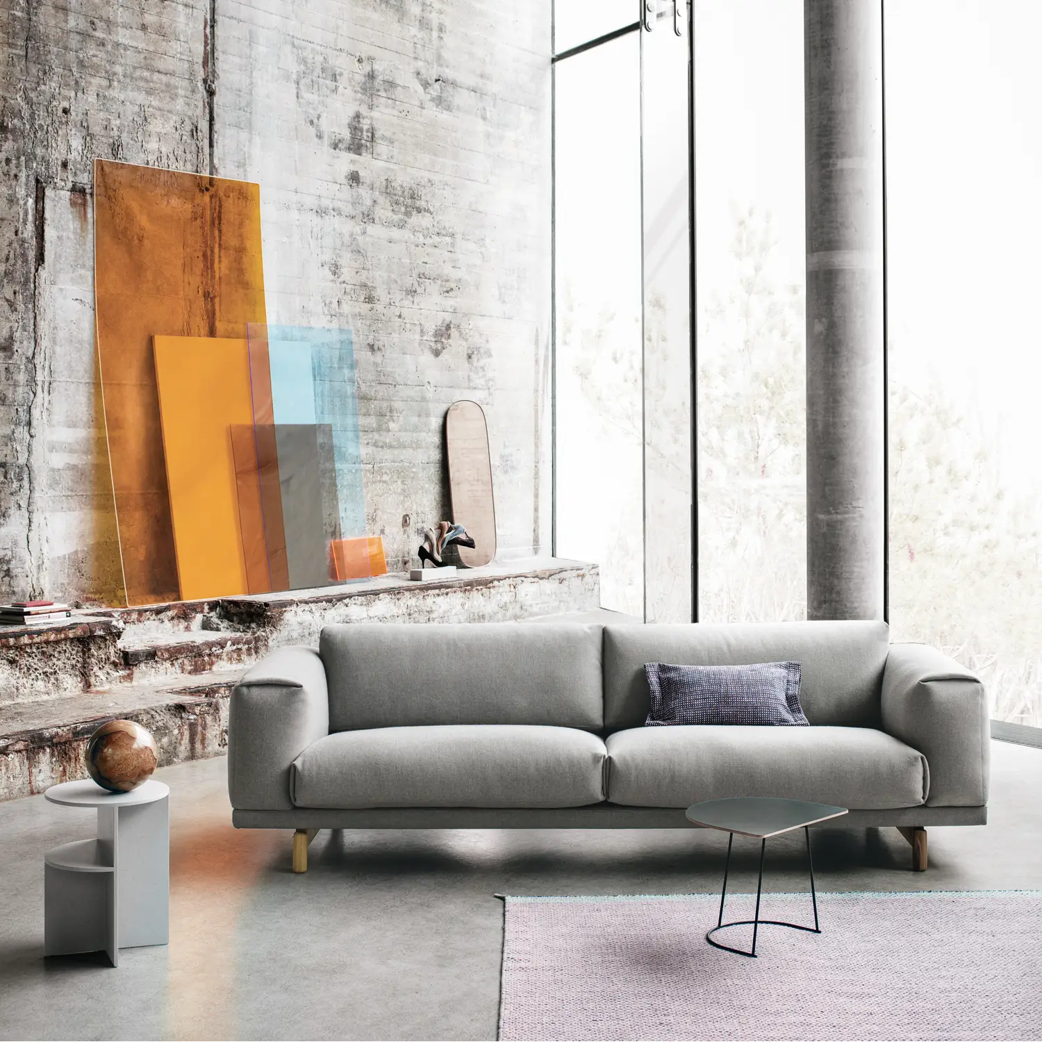 Rest Sofa 3-seat Metal base Hearth 6/Black