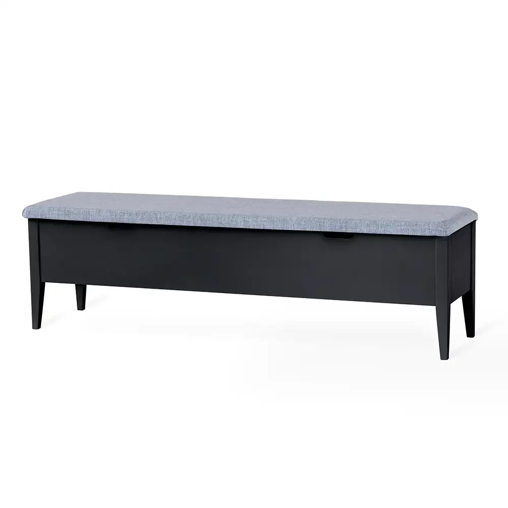 Klinte bench 160 cm black with light grey fabric