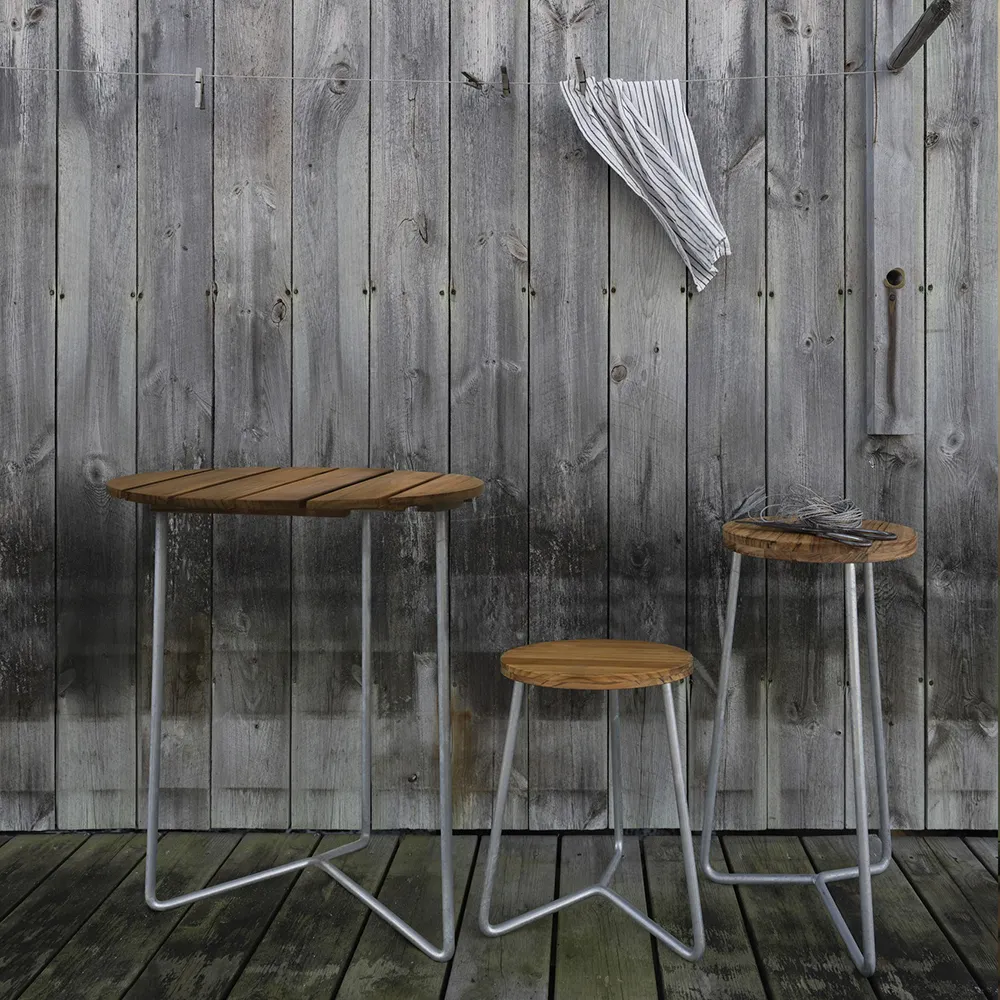 Table 6B 60 Untreated teak / hot-dip galvanised frame