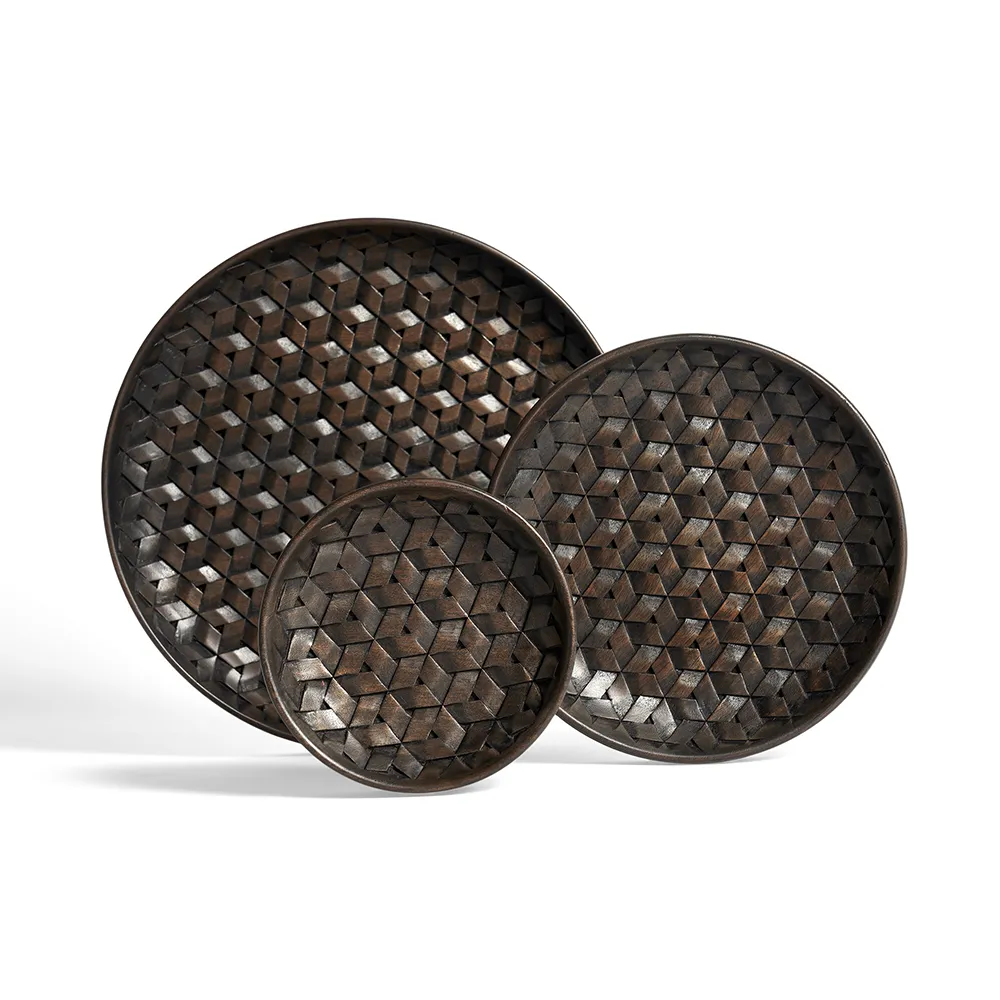 Tampa tray dark brown mahogany-Set of 3