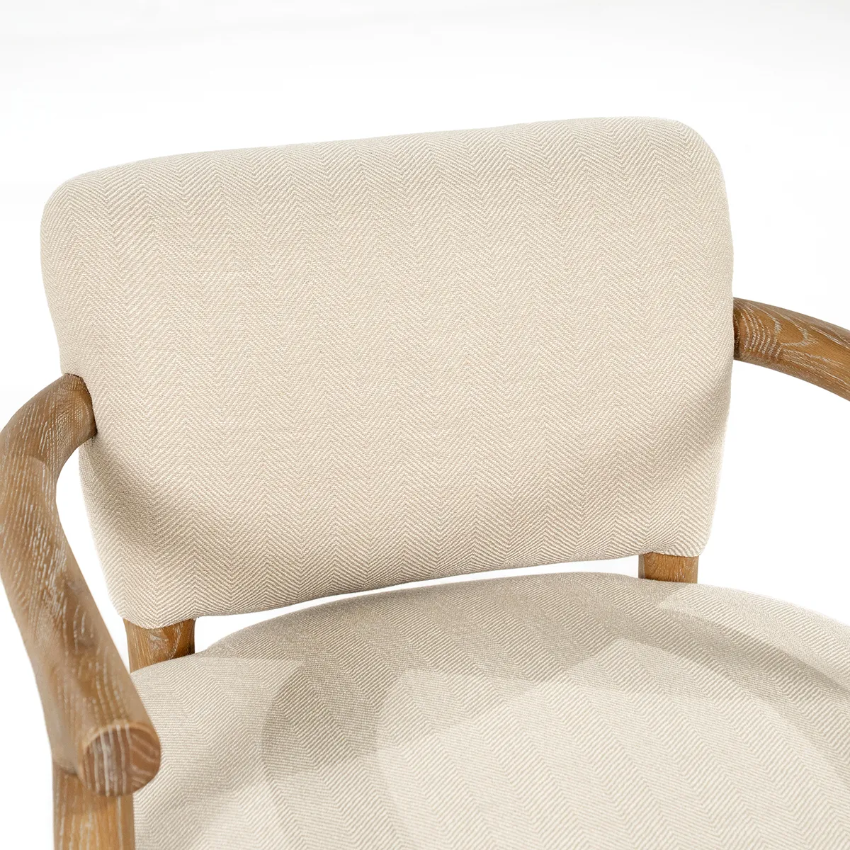 Ash Wood Armchair Glenn Herringbone Beige