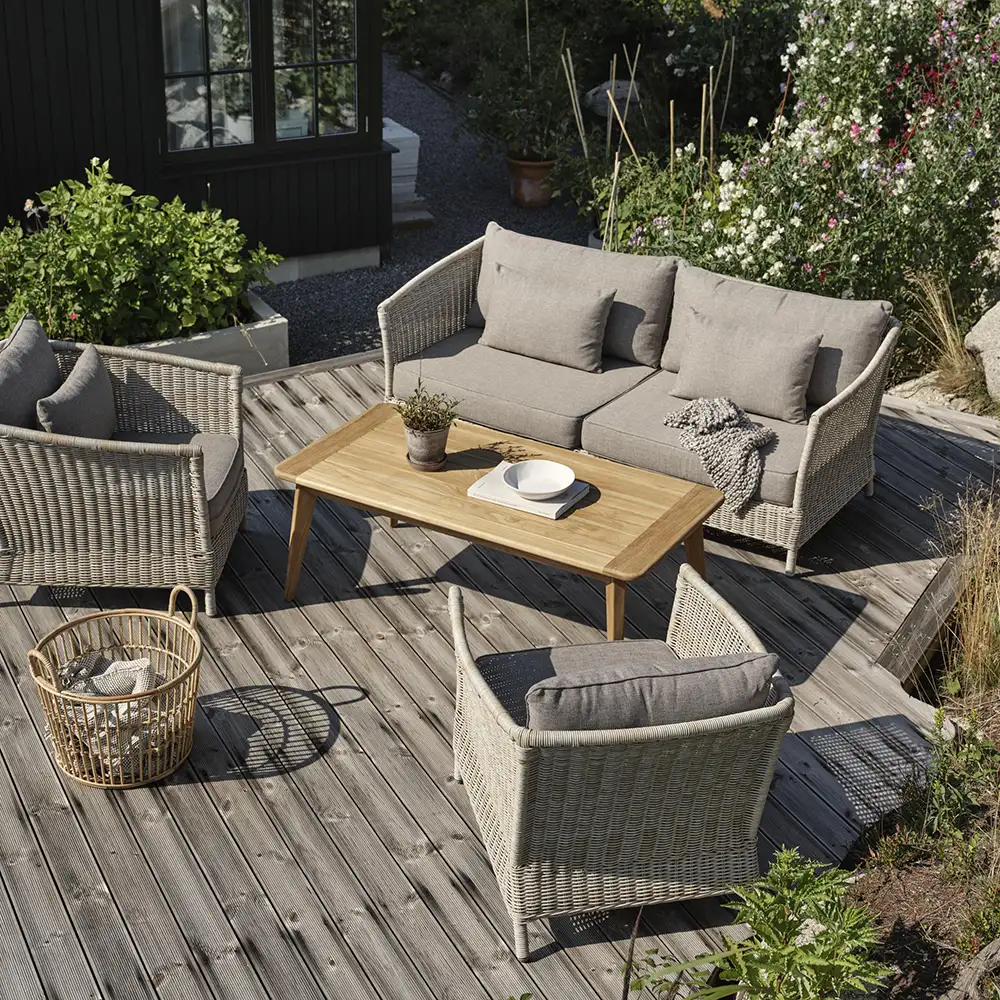 Aster 3-seater sofa beige rattan incl. cushions