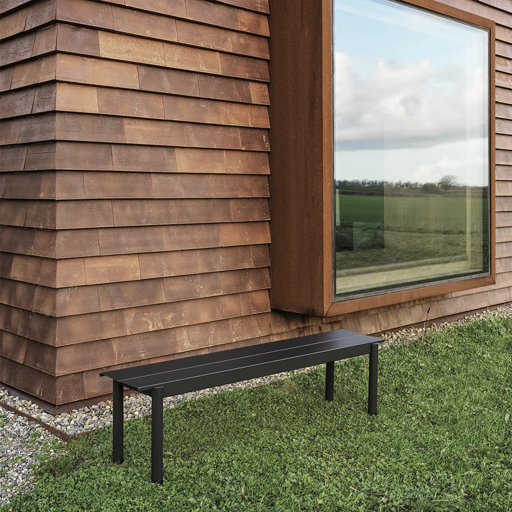 Linear Steel Bench 110x34 cm Warm Galvanized Steel 