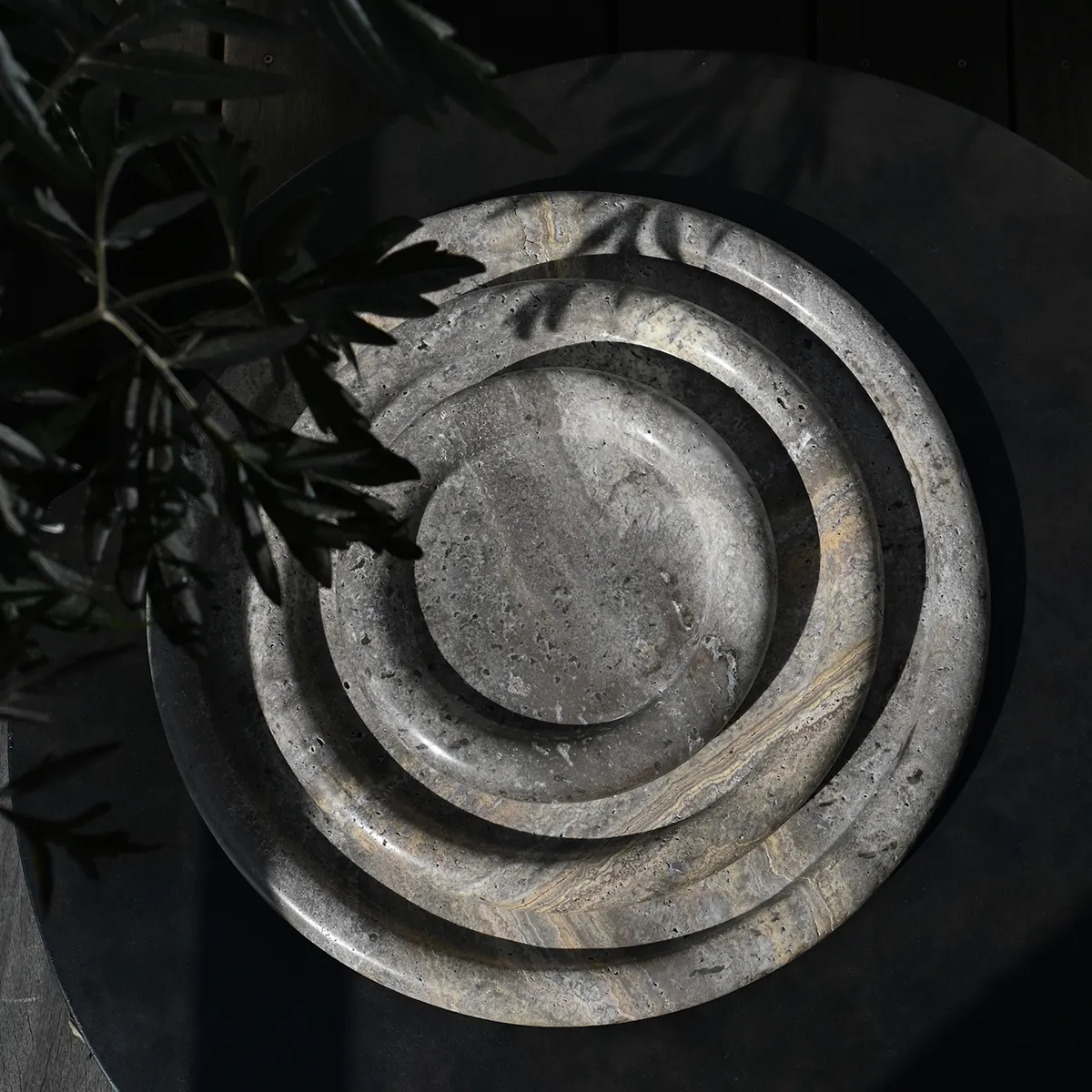 Decorative Tray in Travertine Enkei Mini Ø 20 cm