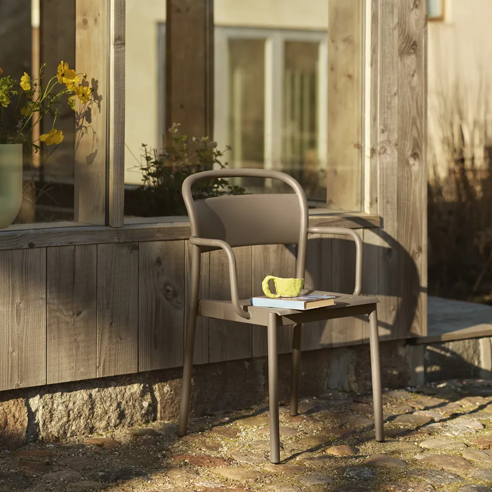 Linear Steel Armchair Taupe