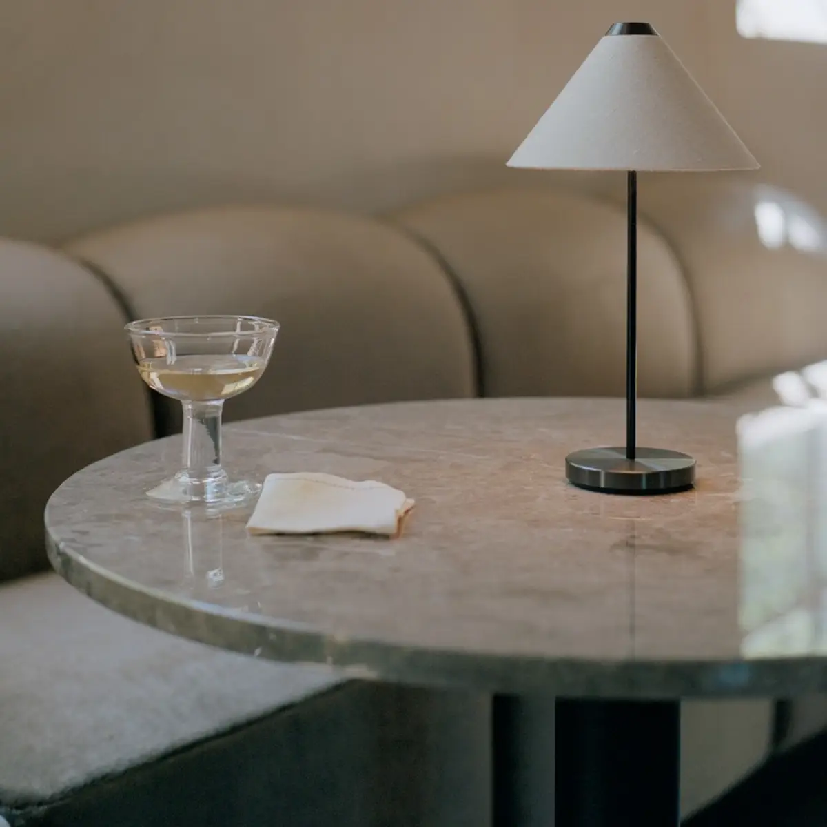Florence Column Table Ø70cm Gris Du Marais Marble